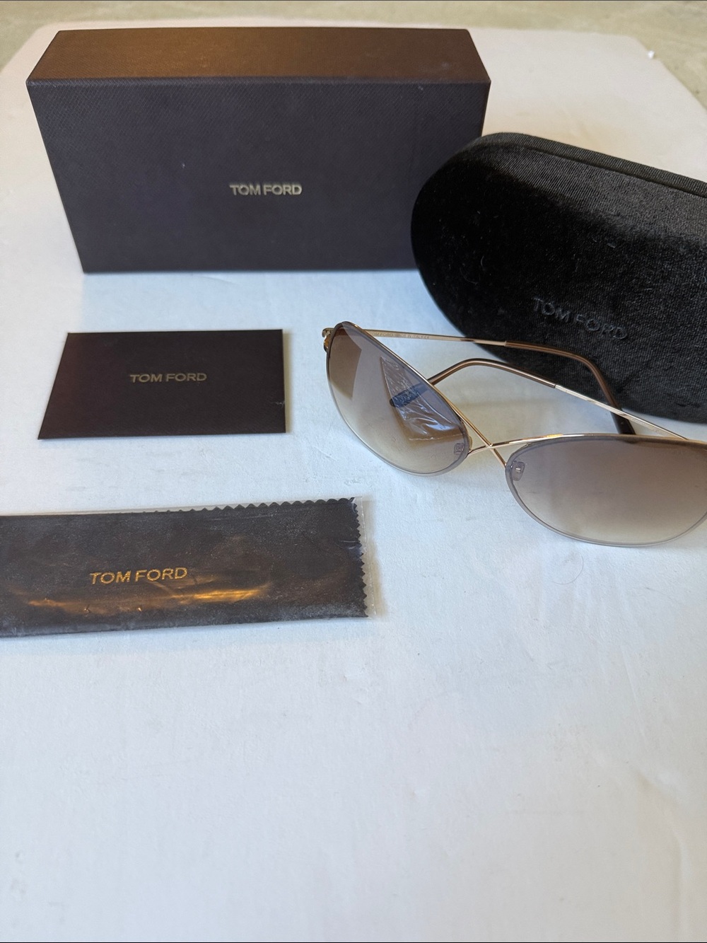 Tom Ford Gold Frame Sunglasses with Brown Gradient Lenses